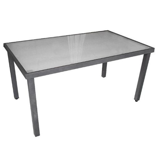 Gartentisch Aluminium/Glas 150x90cm Anthrazit/Weiss