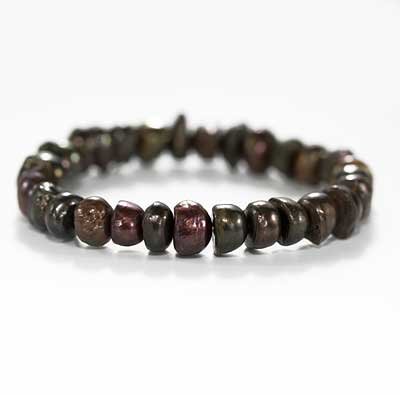Cultured Pearl Bronze Large Button Nugget Stretch Bracelet 7 Inches