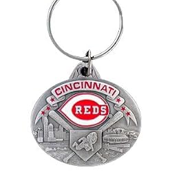 Cincinnati Reds Oval Pewter Keychain