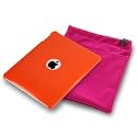 APPLE IPAD 3 PC EXECUTIVE ACCESSORY PACK - ORANGE TRANSPARENT BACK  COVER CASE, SCREEN PROTECTOR, PINK POUCH PART OF THE QUBITS ACCESSORIES  RANGE