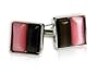 Elegant Expresso Brown and Pink Square Cufflinks Framed in Silver with Gift Box