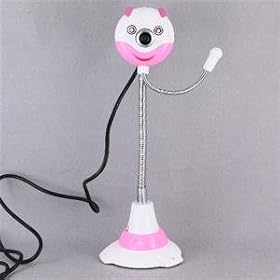 2 in 1 0.3Mpx USB and 3.5mm Jack Cat Shaped Webcam PC Camera with Microphone LED Light and Flexible Neck (Pink)