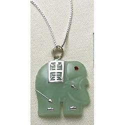 Signature Jade Elephant Pendant STERLING SILVER by Jade Birthstones