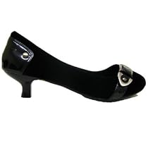 Black Kitten Heel Buckle Velvet Court Shoes