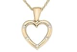 14K Yellow Gold Diamond Heart Pendant w/Chain