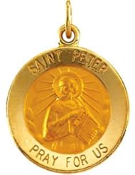 St. Saint Peter Medal Pendant 14K Gold Yellow R16320