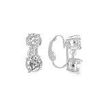 Image of Sterling Silver Graduated Round Clear CZ Clip On Drop Earrings