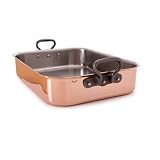 Mauviel MHeritage Copper Roasting Pan with Cast Iron Handle- Small