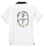 Honolulu Hotel Bowling Shirt White & Black Classic