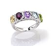 Sterling Silver Genuine Multi Gemstones S Design Ring Size-7