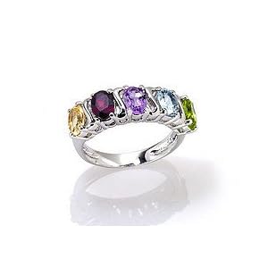 Buy Sterling Silver Genuine Multi Gemstones S Design Ring Size-7 by LEAH HANNA
