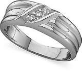 1/10 ctw. Men's White Gold Diamond Trio Band