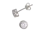 Sterling Silver 4mm Round Bezel Set CZ Stud Earrings