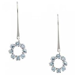 Aquamarine White Gold Dangle Earrings with French Wire Backs