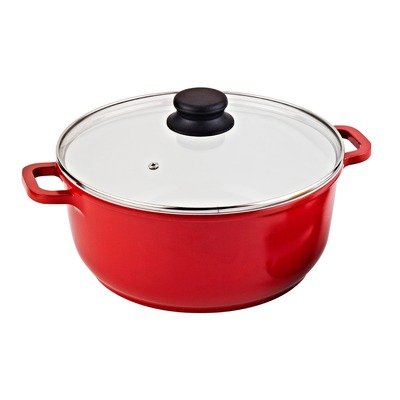 Aluminum Round Casserole and Vent Color: Red
