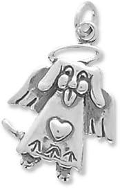 SCJ Sterling Silver Charm Pendant Angel Dog * Tarnish Resistant Finish