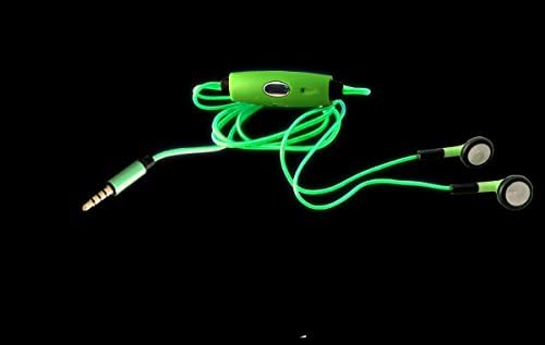 ElectroBud Light Up EL Electroluminescent Technology Wired Stereo In Ear Hands Free Headphone Earbud with Mic Compatible with all Smartphones (Green)