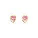 14K Yellow Gold 5mm Heart Bezel Set October CZ Birthstone Stud Earrings for Baby and Children (Pink Tourmaline, Light Pink)