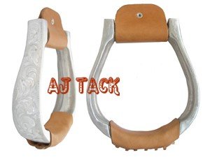 Western Aluminum Stirrups Engraved Oxbow Round Shape