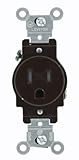 Leviton T5015 15 Amp, 125 Volt, Narrow Body Single Receptacle, Straight Blade, Tamper Resistant, Com