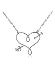 Precious Moments Sterling Silver Diamond Accent Heart with Arrow Through it Necklace, 17"