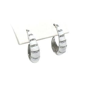 White Silver Crystal Arc Earrings Fashion Jewelry