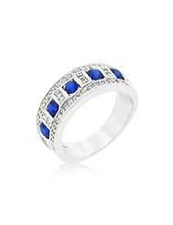 Blue and Clear Encrusted Silver Tone Ring