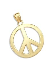 14k Yellow Gold PEACE Symbol Sign Charm Pendant New
