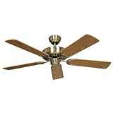 Zoom Produkt-Bild: 5-flg. Deckenventilator "Classic Royal" in Messing antik / Eiche antik