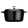 Kitchen Craft Molten Cast Iron Black Round Casserole with Lid, 3.8 Litres, 24cm x 11cm