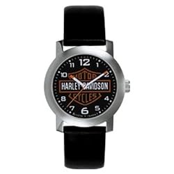 Harley Davidson Bulova Mens's Bar & Shield Logo Watch. Tried and true. Black dial. Stainless steel case. Black leather strap. 76A04