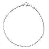 Sterling Silver European Snake Chain Bracelet Fit for Troll, Pandora, Biagi, Chamilia. 7.5 Inches, Beautiful with Italian Murano Lampwork Glass Beads Charms. Either Lobster or Classy Elegant Bead Clasp Will Be Sent.