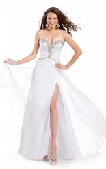 Chiffon/Taffeta/Tulle Crystals Lace Beaded Applique Crystal Slit  Dress