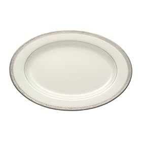 Mikasa Crown Jewel Platinum 14-Inch Oval Bone China Platter by Mikasa