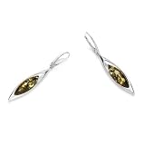 Sterling silver and marquise shaped, green amber earrings 317AExdJ6uL. SL160 Sterling silver and marquise shaped, green amber earrings