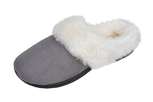 Beverly Rock Womens Faux Fur Lined Plush Clog Slipper With Detailed Stitching