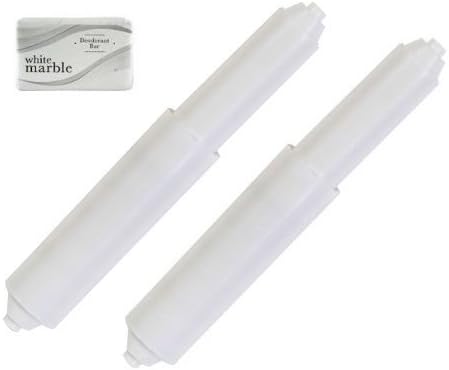 Two Spring Replacement White Toilet Paper Roller Holder Insert with a Dial Deodorant White Marble Bar Soap