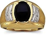 Men's Oval-Cut Onyx & Diamond Ring