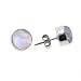 Sterling Silver Round Rainbow Moonstone Stud Post Earrings
