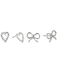 Adina Reyter Tiny Bow Stud Earrings and Tiny Heart Stud Earrings Jewelry Set