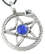 Blue Crystal Snake Pentagram Pewter Pendant Necklace