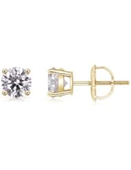 1 ct Solitaire Diamond Stud Earrings in Yellow Gold
