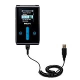 Coiled USB Cable for the Philips GoGear HDD1620 with Power Hot Sync and Charge capabilities - uses Gomadic TipExchange Technology