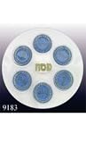Glass Seder Plate with Blue Ornaments