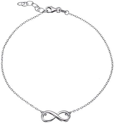 Crystalbella Fashion Silver Adjustable Size Cable Chain With Infinity Charm Anklet
