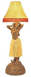 54" Keolani in Bronze Motion Hip Hula Girl Floor Light Plus Bamboo Lamp Shade- #60064
