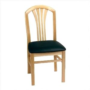 Slat Back Chair - Natural [Set of 4] Upholstery: Vinyl - Espresso by 