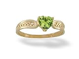 14K Yellow Gold Genuine Heart Peridot Filligree Ring