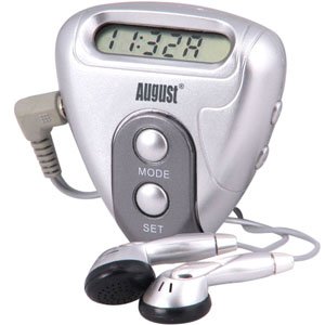 August  HPC610S Silver Multi-function Pedometer with FM Radio/Calculating Steps/Distance/Calories with Personal Weight and Stride Settings and Digital Clock