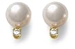 14k Yellow Gold Freshwater Cultured Pearl 6.0-6.5mm Earrings w/ Diamond (.06ctw)